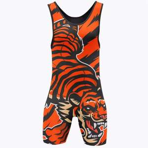 Singlet de musculation pour hommes en polyester et élasthanne respirant, sans bretelles, avec motif de tigre en sublimation, vente en gros - Product Image 2