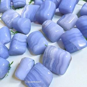 Blue Lace Agate Tumbled Stone Carved <b>Crystal</b> <b>Bracelet</b> for Home Decoration Bulk Wholesale From India Theme of Love and Light - Product Image 3