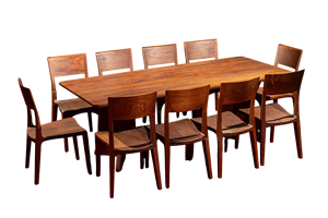 Juego de mesa de comedor de madera de nogal maciza de lujo para 10 personas Juego de comedor rectangular moderno de mediados de siglo Muebles para el hogar de PU Apartamento - Product Image 1