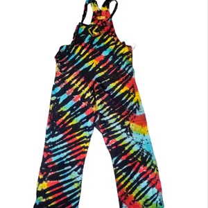 Combinaison moulante imprimée tie-dye pour femmes été bohème sans manches col en v mode décontracté élégant avec fermeture à la taille élastique - Product Image 1