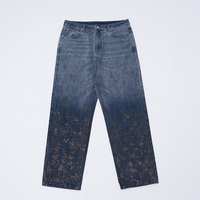 Jean droit vintage décontracté pour homme, style streetwear, printemps-automne, en denim délavé, respirant, lavable, taille mi-haute, avec rivets et boutons en cristal