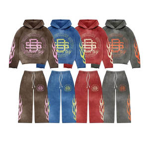 ชุดวอร์มวินเทจประดับพลอยเทียมพร้อมแผ่นปะติดลายปักกางเกงวอร์มทรงบานผ้าบ็อกซี่และชุดเสื้อสเวตเตอร์แบบกำหนดเอง - Product Image 5