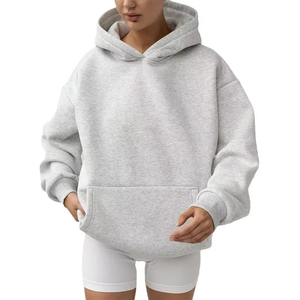 Recién llegado, sudaderas con capucha sólidas con hombros caídos para mujer, de poliéster 100% Material, Impresión de logotipo personalizado transpirable, servicio OEM - Product Image 4