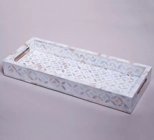 Plateau de service en nacre antique fait à la main incrustation de résine et de vadrouille dernier prix décor de table élégant - Product Image 2