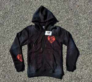 Personalizado hombres 500G peso pesado 100% algodón Vintage ácido lavado en blanco cremallera bidireccional parche desgastado Zip up Sudadera con capucha - Product Image 3