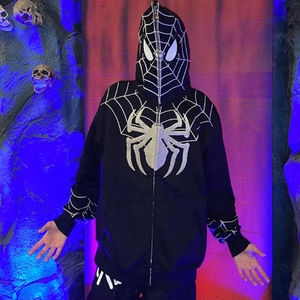 2025 nueva llegada logotipo personalizado 400gsm peso pesado Vintage Zip-up Hoodie 100% algodón ropa de calle estilo de invierno para hombres diamantes de imitación - Product Image 2