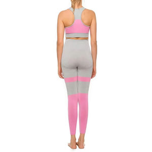 Ensemble de yoga 2 pièces pour femmes, soutien-gorge de sport à bretelles et leggings sans couture doux, pour la salle de sport, le fitness, l'entraînement, OEM - Product Image 4