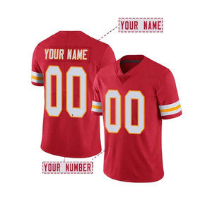 Maillot de football américain personnalisé avec nom et numéro, col en V, brodé, 100% polyester respirant, manches courtes - Product Image 4