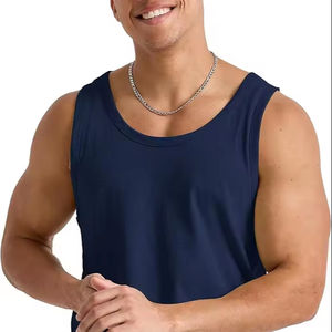 <b>Men's</b> Casual Cotton Sleeveless Tank Top Customizable 3D Pattern Hip Hop Style Workout Gym Vest <b>Running</b> Tank Tops Blank Brand - Product Image 1