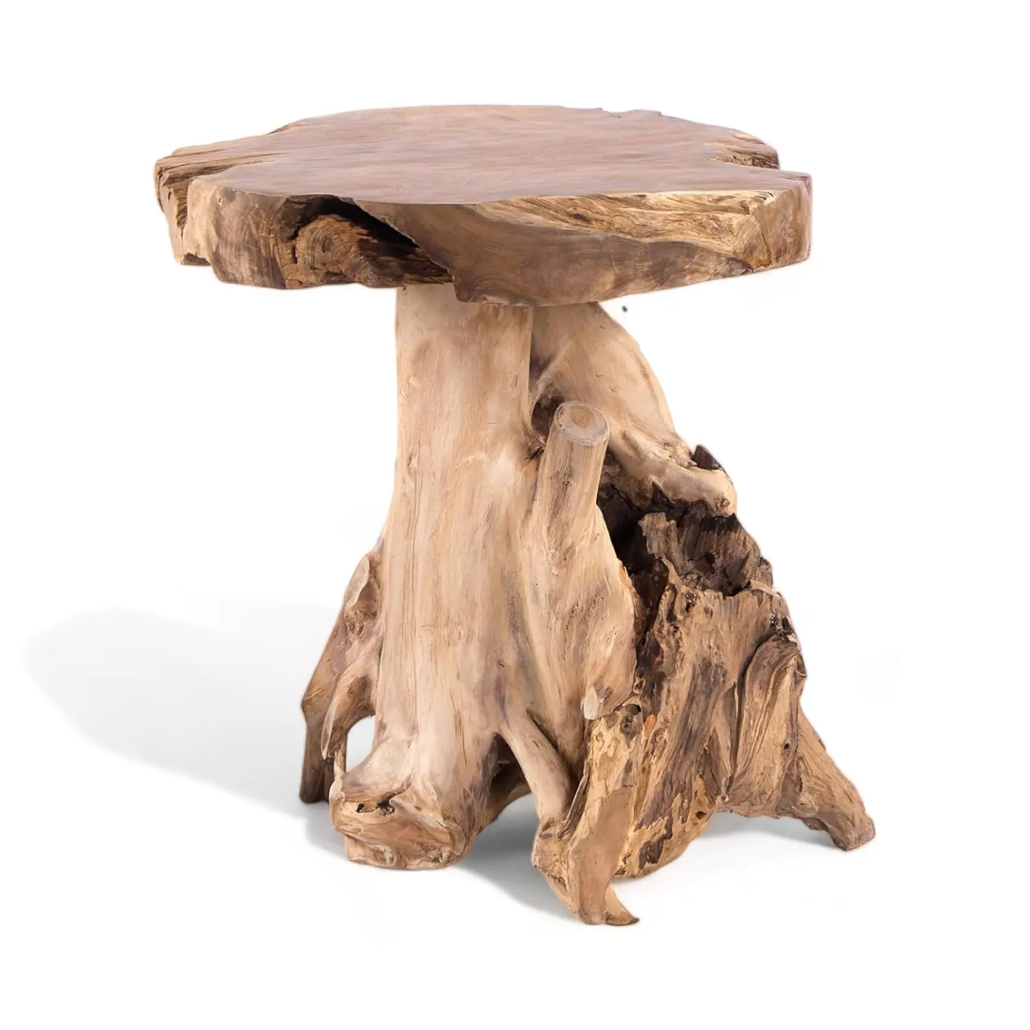 Vente en gros de table d'appoint en bois massif pour tables basses d'appoint fabriquée par la racine de teck au design classique tabouret de canapé en bois pour tables d'appoint