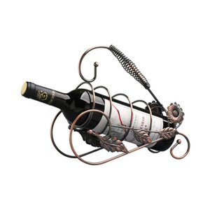 Organizador de exhibición de botellas de vino de diseño Vintage, soporte para botella de vino, decoración elegante chapada en cobre de Metal para Bar y hogar - Product Image 5