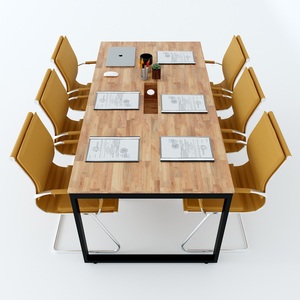 Modern Minimalist <b>Office</b> Conference <b>Table</b> 180x90cm Steel Legs Assembled - Product Image 2