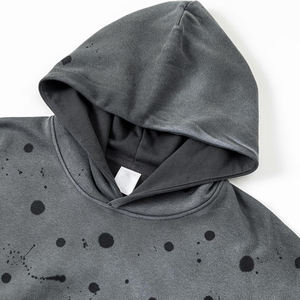 <b>Mens</b> Vintage <b>Black</b> Oversized <b>Hoodie</b> with Splatter Effect Best Quality <b>Hoodie</b> With Reasonable Price Modern Streetwear - Product Image 4
