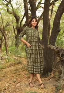 ชุดเดรสผ้าลินเดนพิมพ์ลายด้วยมือ สไตล์โบฮีเมียน ชุดเดรสผ้าฝ้ายลำลอง ใส่ได้ในโอกาสต่างๆ ช่วงฤดูร้อนและวันหยุดสำหรับผู้หญิง - Product Image 5