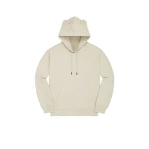 Classic Bear Ear Natural Hoodie-Sudadera con capucha elegante y divertida con adorables orejas de oso, perfecta para atuendos Casuales - Product Image 1