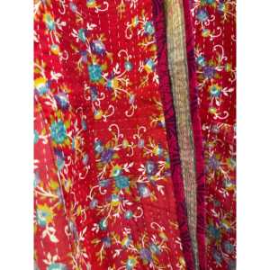 Chaqueta Kantha Floral Roja Vintage para Mujer, Estilo Universitario Reversible con Logotipo Personalizado, Blazer Corto Talla XL, para Primavera y Otoño - Product Image 3