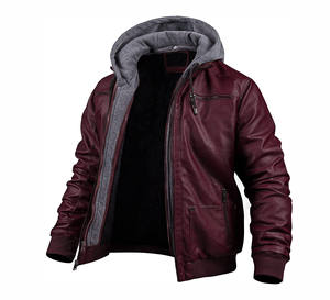 Chaqueta Bomber de PU Delgada y Cálida para Invierno con Forro de Tela de Lona, Corte Regular, Logotipo Frontal, Recubierta, de Secado Rápido para Hombre - Product Image 5