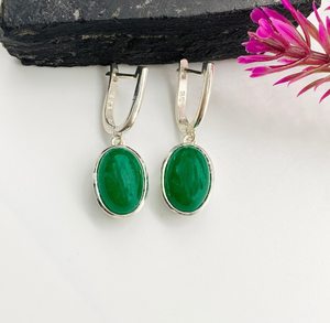 Boucles d'oreilles en jade vert, argent sterling 925, fabrication artisanale, bijoux en pierres précieuses mignons, cadeau pour femmes, anniversaire, fête, vente en gros en or - Product Image 5