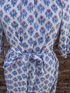 Robe d'été Robe d'été en coton indien Robe longue bleue avec bloc de main imprimé Floral Design ODM Supply - Product Image 3