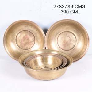 Vintage Brass <b>Bowl</b> Set Polished Metal Serving <b>Bowls</b> with Custom Logo for Wedding or Holiday <b>Large</b> and Small Sizes Available - Product Image 3