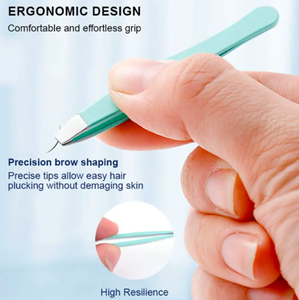 Pince à épiler inclinée en acier inoxydable multicolore personnalisée en gros outil d'élimination des éclats de cils et de poils faciaux de précision - Product Image 4