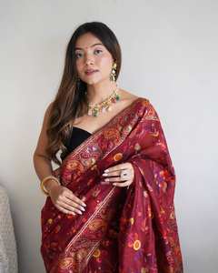 Collection de saris en soie pure de créateur de Bollywood pour les vêtements de fête des femmes - Product Image 2
