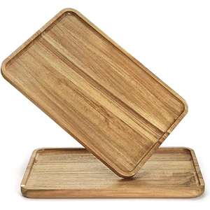 Plato de madera cuadrado de gama alta para servir el desayuno aperitivo café té bandeja de madera de nogal del exportador indio - Product Image 6