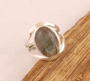แหวนสองชั้นสำหรับผู้ชาย/ผู้หญิงแฟนซีแหวนเงินแท้925ทำด้วยมือพลอยรูปไข่ลาบราดอไรต์ธรรมชาติ - Product Image 5