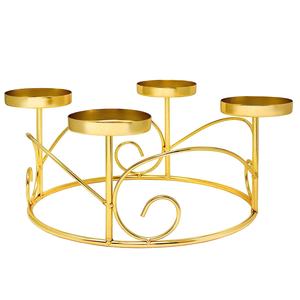 <b>Pillar</b> <b>Candle</b> Holder Golden Colored Round 4 Head Premium <b>Candle</b> Stand Shiny <b>Candle</b> Stand for Royal & Luxuries Decoration - Product Image 3