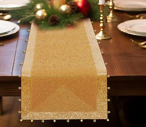 Christmas Decorative and Leaves Design Beaded <b>Runner</b> Placemat <b>Dining</b> <b>Table</b> Fancy Mat Handmade Decorative <b>Runners</b> for Wedding - Product Image 1