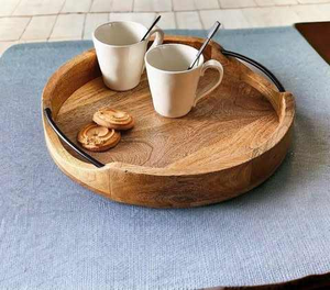 Bandeja de Servir de Madera de Mango de Calidad Superior, Recién Llegada, con Asa de Metal, Plato de Almacenamiento Individual para Escritorio, Multifuncional, Apto para Lavavajillas - Product Image 4
