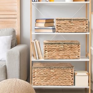 Caja de almacenamiento hecha a mano para decoración del hogar, cajas de jacinto de agua, organizador de contenedores, gran oferta - Product Image 5