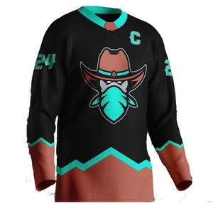 Impression numérique personnalisée 2024 Ensembles de maillots de hockey sur glace OEM 100% polyester - Product Image 3