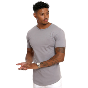 Camisetas alargadas al por mayor para hombres con dobladillo de cola caída OEM/ODM de fábrica camisetas alargadas personalizadas OEM para Hombres estilo Hip Hop Streetwear - Product Image 3