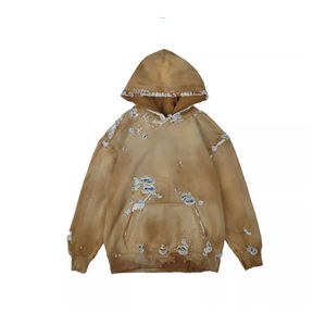 เสื้อฮู้ดดี้สตรีทแวร์ผู้ชายทรงปกติ ผ้าฝ้ายฟลีซเนื้อหนัก พิมพ์ลายดิจิทัล สำหรับฤดูหนาว สไตล์ดิสเทรส - Product Image 2