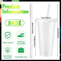 Gobelets en plastique personnalisés phosphorescents de 24 oz avec couvercle et paille, réutilisables, pour fêtes, vente en gros, pour fête phosphorescente d'Halloween