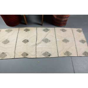 Grand Tapis Bohème Beige et Gris Laine 2.5X6.8 pieds Patchwork Design pour Entrée Rectangle Couloir Grande Surface-Latex Backed - Product Image 3