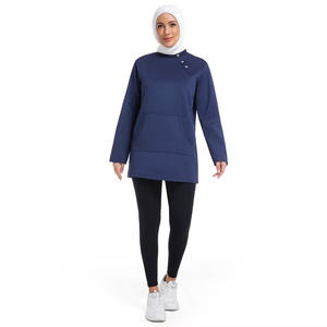 OEM Vêtements de sport décontractés pour femmes musulmanes Automne Mode manches style sueur Combinaison unie avec broderie Vêtements islamiques pour filles - Product Image 5