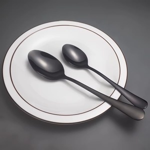 Ensemble de couverts en acier inoxydable moderne noir simple finition miroir pour restaurants, dîners formels, hôtels et repas en famille en provenance d'Inde - Product Image 6