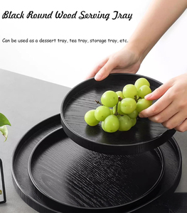 Bandeja de madera de acacia natural ecológica y elegante con asas para servir y exhibir - Product Image 3