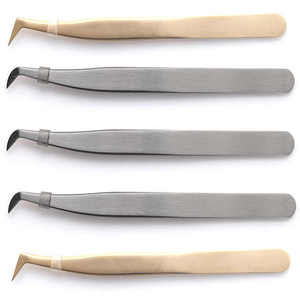 แหนบต่อขนตาและคิ้วสเตนเลสปลายแหลมแบบมืออาชีพหลากสีอุปกรณ์ถอนขนง่าย - Product Image 2