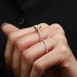 Anillo de Diamante Cultivado en Laboratorio con Corte Princesa de 6mm, Joyería Fina para Mujer, Anillo de Compromiso, Boda, Propuesta, Uso Ocasional, Anillo Nupcial - Product Image 3