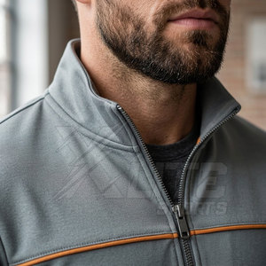 Men's Stand Collar Front Logo Athletic <b>Track</b> <b>Jacket</b> Full Zip for Running Fitness Workout and Outdoor Sports - Product Image 4