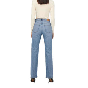 กางเกงยีนส์ขาตรงเอวสูงสำหรับผู้หญิง, แฟชั่นใหม่2025กางเกงยีนส์ขากว้างทรงหลวมสีฟ้าฤดูใบไม้ร่วง - Product Image 4