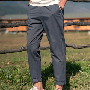 Men's Solid Color Lightweight Polyester/Cotton Casual Pants <b>Drawstring</b> <b>Trousers</b> Anti Pilling Breathable Straight Leg Streetwear - Product Image 6
