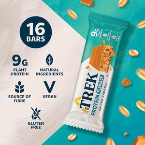 JB's TREK High Protein Flapjack Salted Caramel - Gluten Free - Plant Based - Vegan Snack - 50 g x 16 <b>Bars</b> - Product Image 4