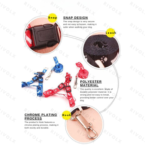 Correa para mascotas con estampado de poliéster, arnés para perros, arnés para gatos para perros pequeños como suministros para mascotas de peluche - Product Image 5