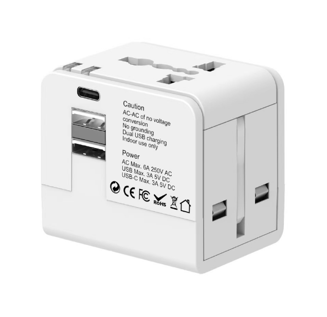 Travel Charger Adapter Conversion Power Plug Charger Multifunctional Charging Stand 2 USB 1 Type C Universal Conversion Plug