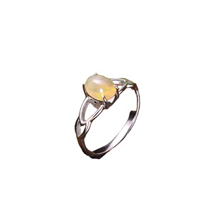 Anillo de plata de ley 92,5 con gema llamativa para mujer, joyería hecha a mano, banda de 1,9 gramos, Ópalo etíope Natural - Product Image 1