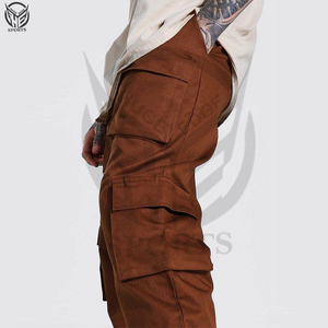Pantalones Cargo para Hombre, 6 Bolsillos, Cintura Elástica, Cierre Inferior con Cremallera, Algodón, Deportivos, Casuales, para Exteriores - Product Image 2